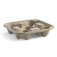 B CC 832 resort compostable 4 cup pulp biocup tray