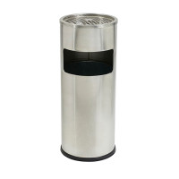 Compass Stainless Steel Lobby Bin with Ashtray 10L Fiji